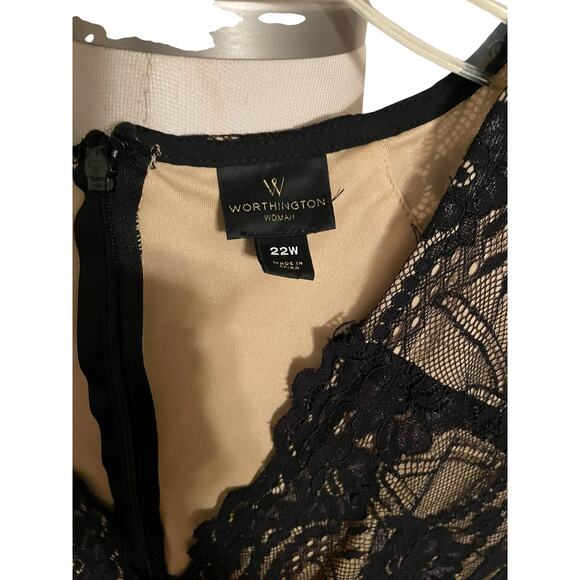 Worthington Black Lace & Chiffon Wide-Leg Plus Size Jumpsuit – Size 22W - Picture 3 of 5